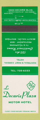 Matchbook Cover - Le Decarie Plaza Motor Hotel Montreal QC