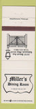 Matchbook Cover - Miller's Dining Room Lakewood OH