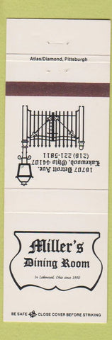 Matchbook Cover - Miller's Dining Room Lakewood OH
