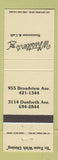 Matchbook Cover - Whistler's Restaurant Toronto ON
