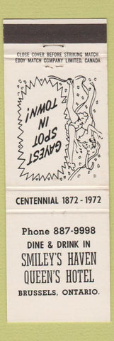 Matchbook Cover - Smiley's Haven Queen's Hotel Brussels ON girlie 1972