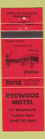 Matchbook Cover - Redwood Motel Yorkton SK