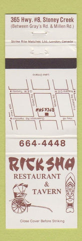 Matchbook Cover - Ricksha Restaurant Tavern Stoney Creek ON