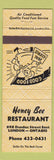 Matchbook Cover - Honey Bee Restaurant London ON