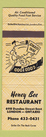 Matchbook Cover - Honey Bee Restaurant London ON