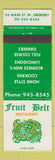 Matchbook Cover - Fruit Belt Restaurant Grimsby ON