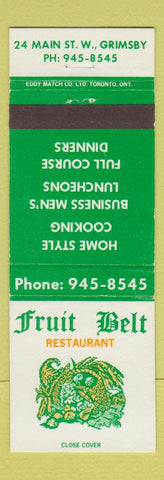 Matchbook Cover - Fruit Belt Restaurant Grimsby ON