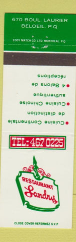 Matchbook Cover - Restaurant Landry Beloeil QC