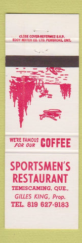 Matchbook Cover - Sportsmen's Restaurant Temiscaming QC