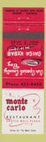 Matchbook Cover - Monte Carlo Restaurant London ON