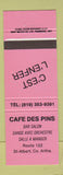Matchbook Cover - Cafe Des Pins St Albert Artha Canada QC?