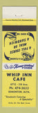 Matchbook Cover - Whip Inn Cafe Edmonton AB