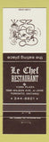 Matchbook Cover - Le Chef Restaurant Toronto ON
