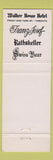 Matchbook Cover - Walker House German Restaurant Toronto ON