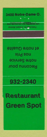 Matchbook Cover - Restaurant Green Spot QC