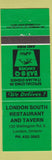 Matchbook Cover - London South Restaurant Tavern London ON