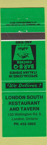 Matchbook Cover - London South Restaurant Tavern London ON