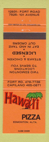 Matchbook Cover - Hawaii Pizza Edmonton AB