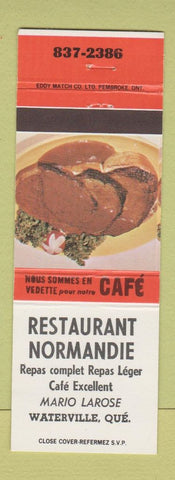 Matchbook Cover - Restaurant Normandie Waterville QC