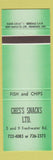 Matchbook Cover - Ches's Snacks St John's NF GREEN