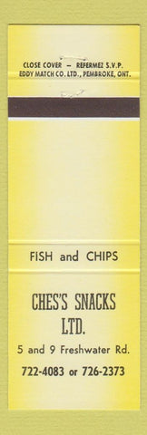 Matchbook Cover - Ches's Snacks St John's NF YELLOW