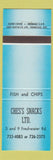 Matchbook Cover - Ches's Snacks St John's NF BLUE