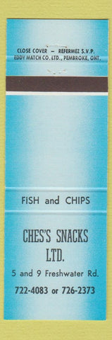 Matchbook Cover - Ches's Snacks St John's NF BLUE