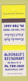Matchbook Cover - McDonald's Restaurant Huntsville ON