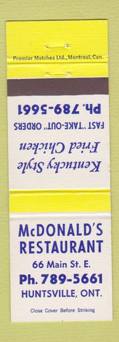 Matchbook Cover - McDonald's Restaurant Huntsville ON
