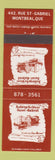 Matchbook Cover - Auburge LE Vieux Saint Gabriel Montreal QC