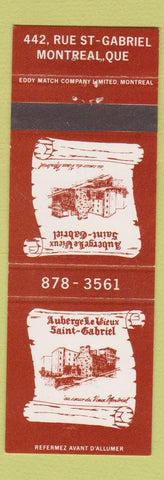 Matchbook Cover - Auburge LE Vieux Saint Gabriel Montreal QC