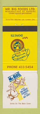 Matchbook Cover - Mr Big Hamburgers Donuts Toronto ON London ?