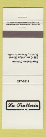 Matchbook Cover - LA Trattoria Boston MA Beacon Hill WEAR