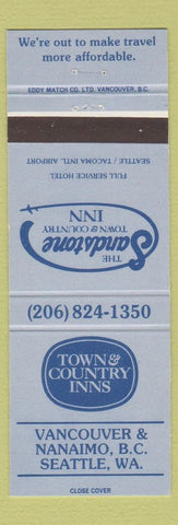 Matchbook Cover - Towna nd Country Inns Sandstone Seattle Tacoma WA