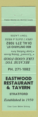 Matchbook Cover - Eastwood Restaurant Tavern Stratford ON