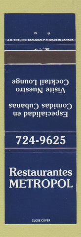 Matchbook Cover - Restaurantes Metropol