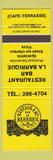 Matchbook Cover - Restaurant Bar La Barrique Pizza Baie Comeau QC