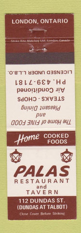 Matchbook Cover - Palas Restaurant Tavern London ON