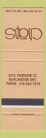 Matchbook Cover - Chaps Burlington ON