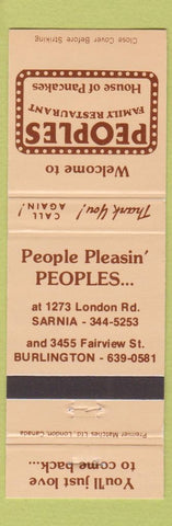 Matchbook Cover - Peoples Family Restaurant Pancakes Burlington ON