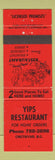 Matchbook Cover - Yips Restaurant Chetwynd BC RED