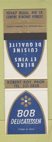 Matchbook Cover - Bob Delicatessen QC