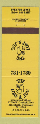 Matchbook Cover - Loaf and Jug Brookfield WI