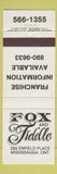 Matchbook Cover - Fox and Fiddle Mississauga ON