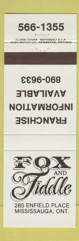 Matchbook Cover - Fox and Fiddle Mississauga ON