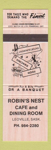Matchbook Cover - Robin's Nest Cafe Leoville SK