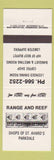 Matchbook Cover - Range and Reef Parkdale ON