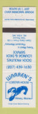 Matchbook Cover - Warren's Lobster House Kittery ME