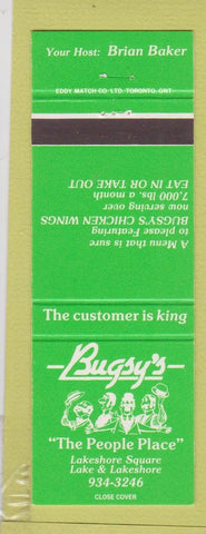 Matchbook Cover - Bugsy's Restaurant Canada