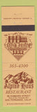 Matchbook Cover - Alpine Haus Restaurant San Fernando CA
